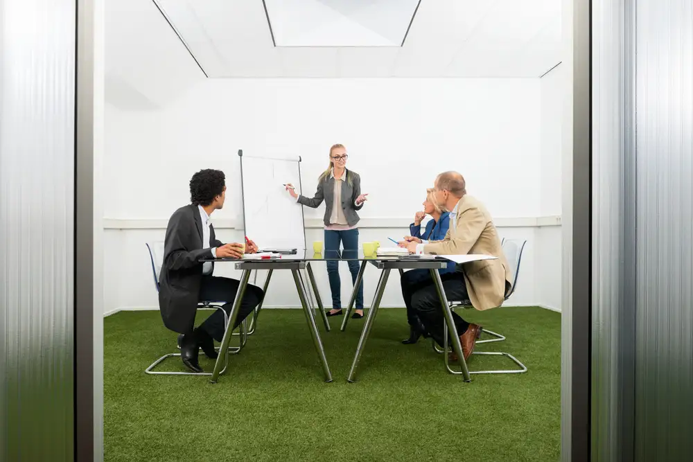 artificial grass in the meeting room