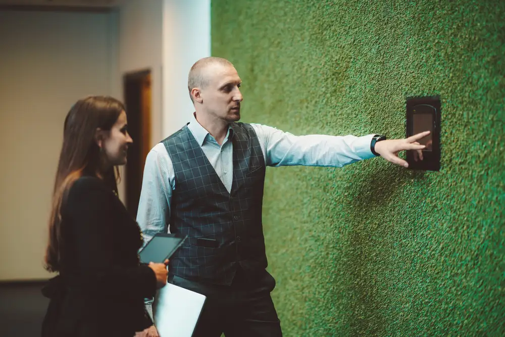 synthetic grass on office wall