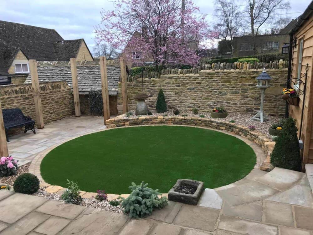 circle of artificial grass