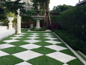 fake grass between pavers