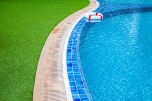 synthetic grass around pool
